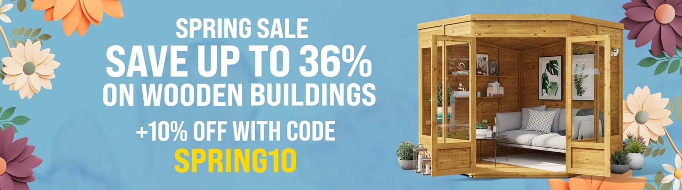 spring sale save up to 36% on wooden buildings 