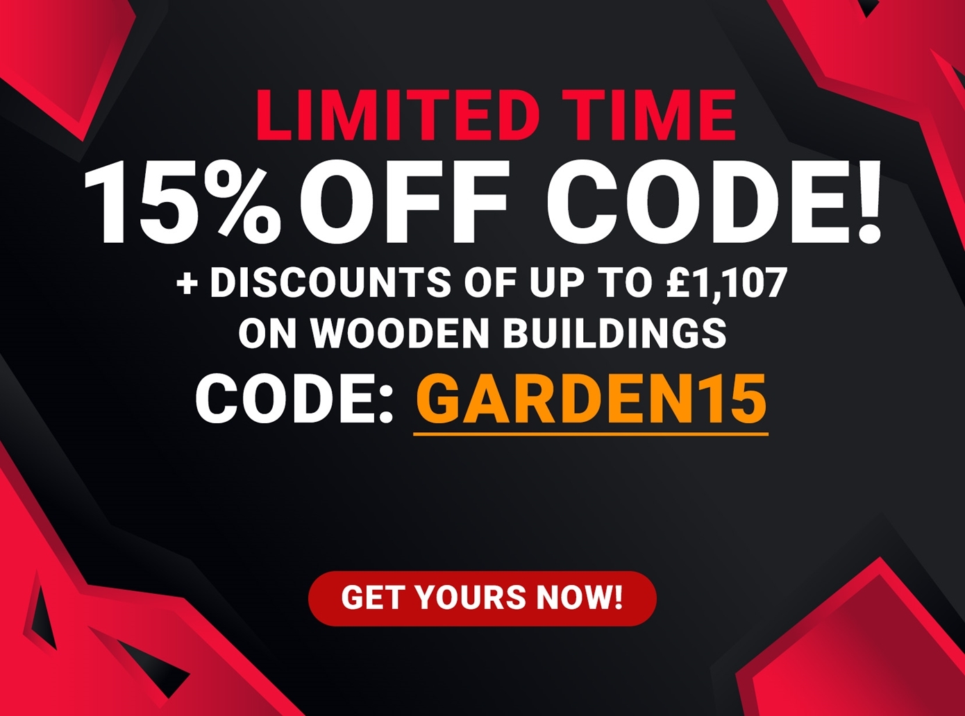 limit time 15% off code save up to 1107 on wooden buildings 