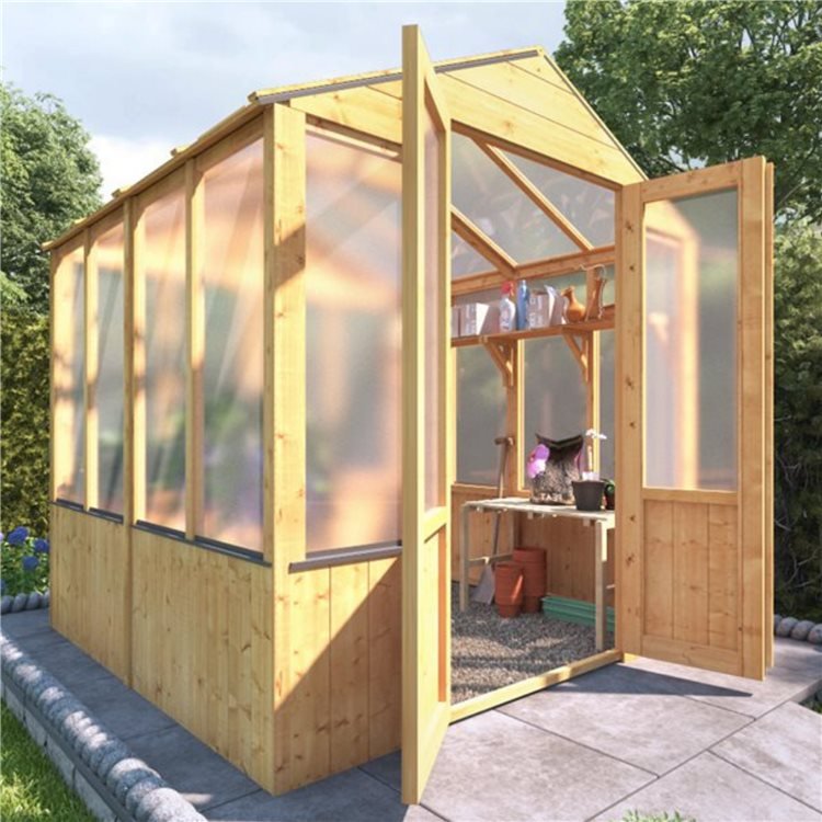 6x6 Wooden Polycarbonate Greenhouse | Lincoln Wooden Greenhouse