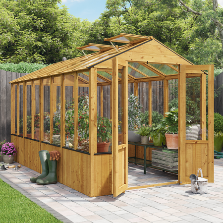 BillyOh 4000 Lincoln Wooden Clear Wall Greenhouse with Roof Vent