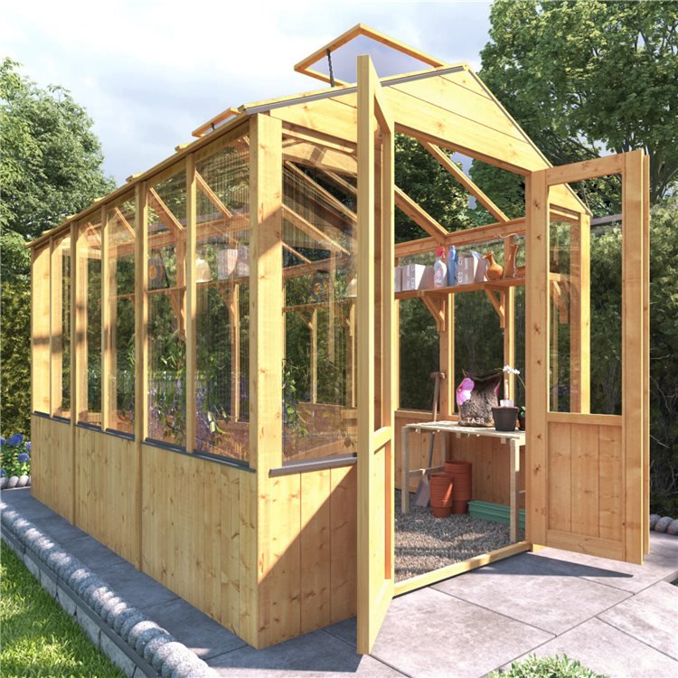 9x6 Wooden Polycarbonate Greenhouse with Opening Roof Vent | BillyOh 4000 Lincoln