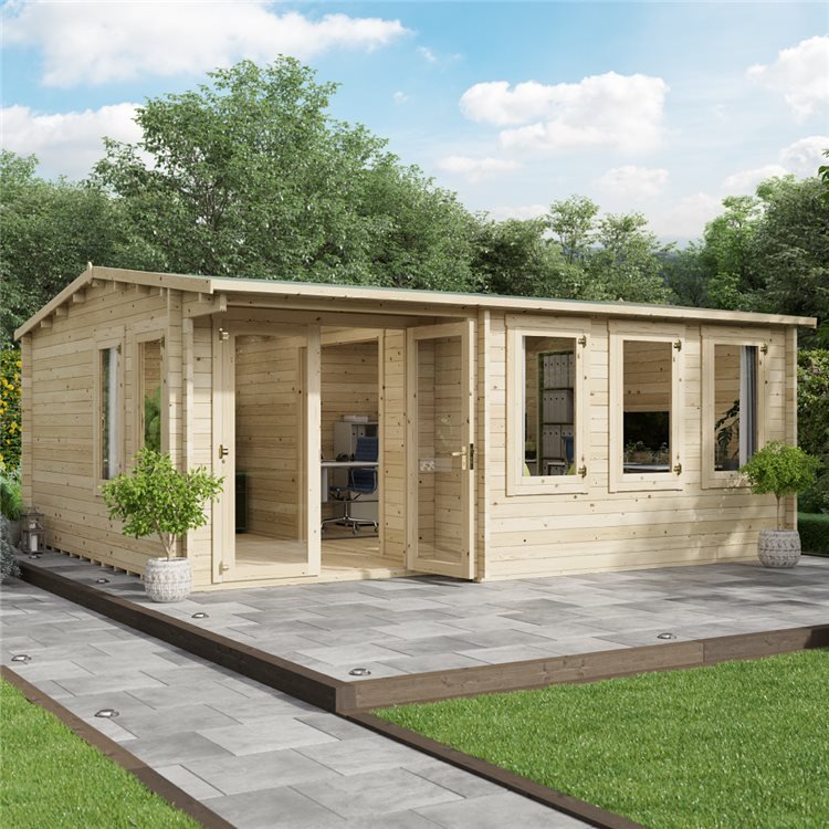 BillyOh Kent Garden Office - PT Log Cabin - 4m x 4m - 44mm
