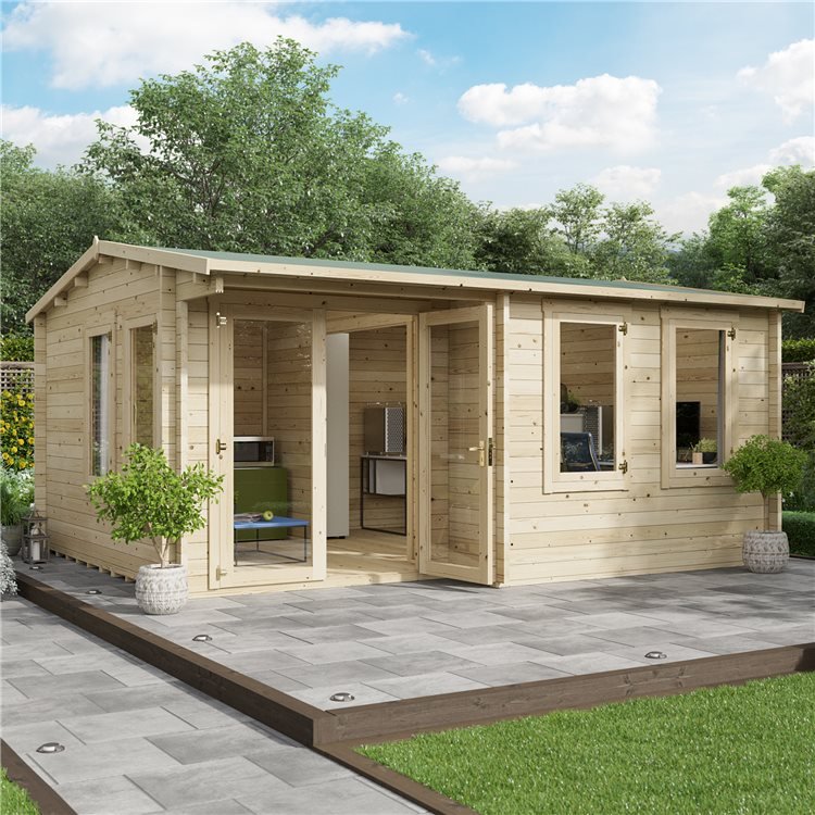 Kent Garden Office Cabin on a paved base outfitted as an office space