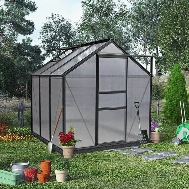 BillyOh Rosette Hobby Aluminium Greenhouse - Single Sliding Door - 6 x 6 Grey