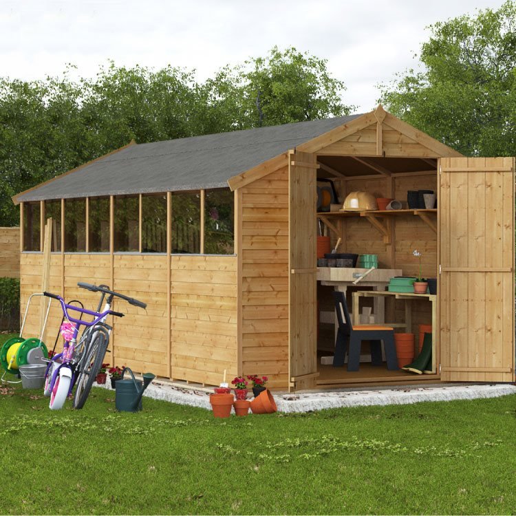16 X 8 Shed Billyoh Keeper Overlap Apex Wooden Shed Windowed 16x8 Garden Shed