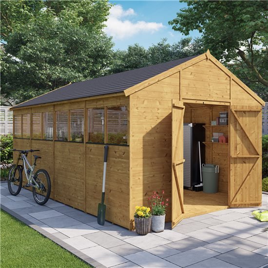 10 Year Guarantee & 0% Finance* From Waltons 1878 12x10 Wooden Tongue & Groove Premier Workshop Garden Shed Double Door Shiplap T&G WALTONS EST Apex Roof Windows 12ft 10ft Free 3-5 Day Delivery