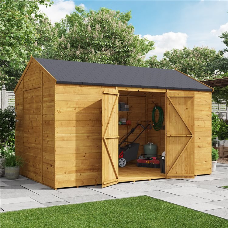 12 x 8 Pressure Treated Shed - BillyOh Expert Reverse Workshop Garden Shed - Windowless