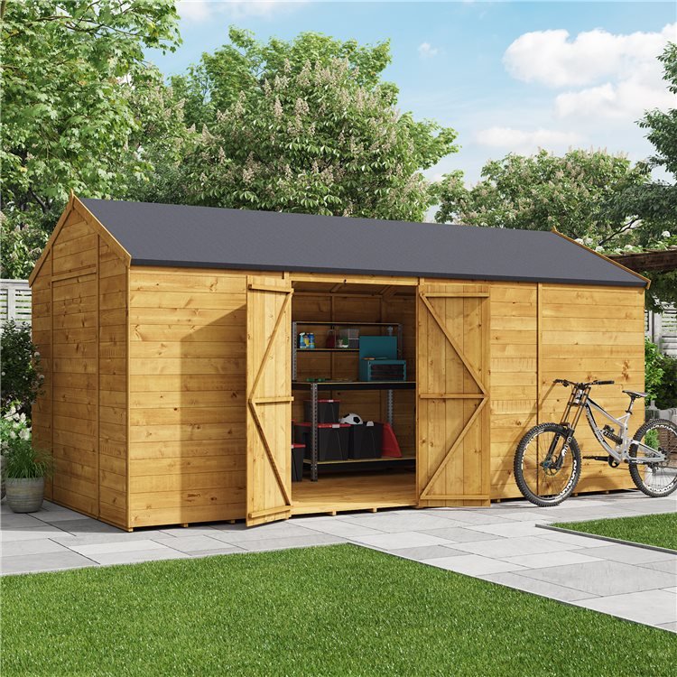 Image of 12 x 10 Pressure Treated Shed - BillyOh Expert Reverse Workshop Garden Shed - Windowless