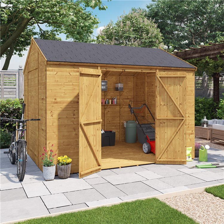 10 x 8 Pressure Treated Shed - BillyOh Expert Reverse Workshop Garden Shed - Windowless