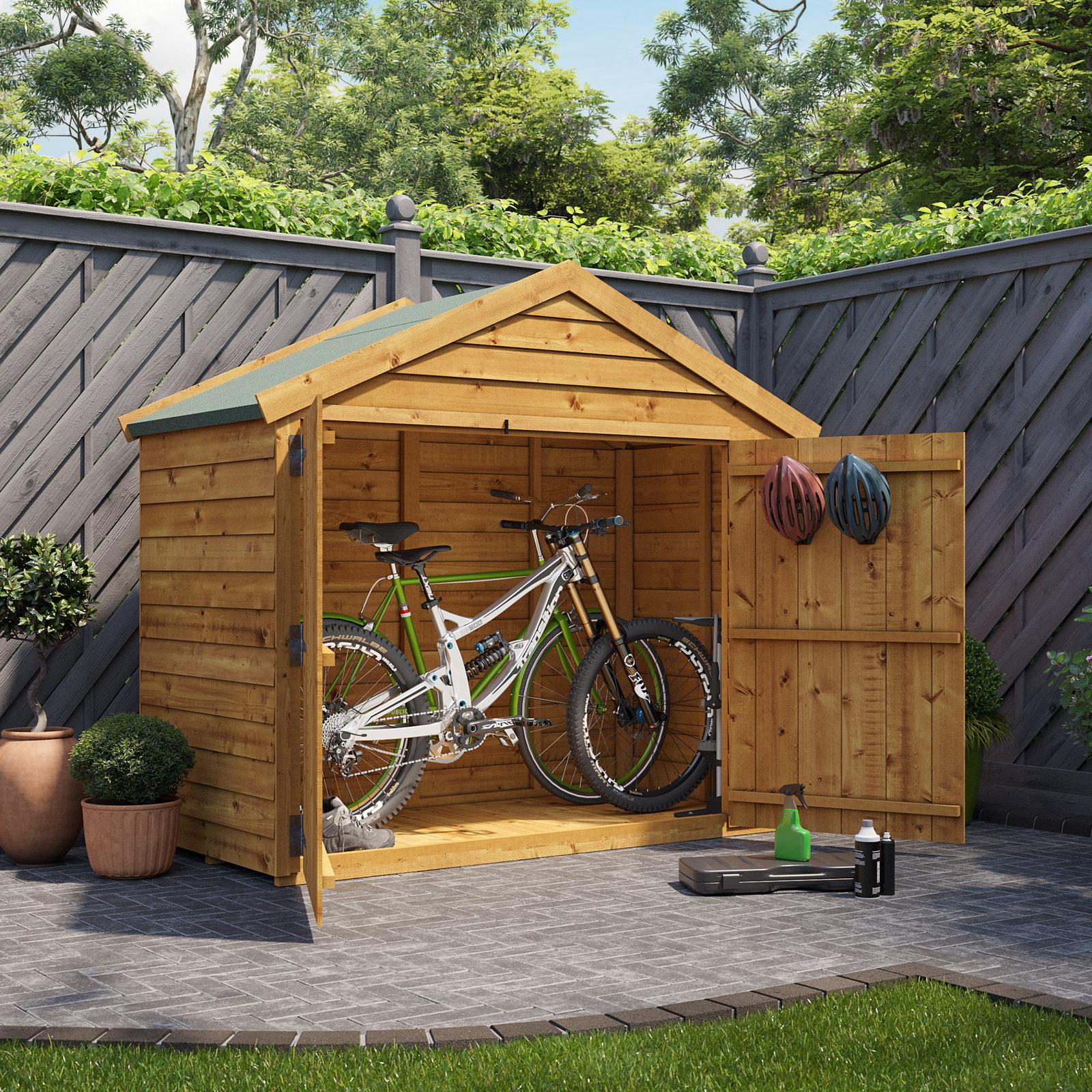 3x6 Wooden Bike Storage - Overlap Apex Mini Keeper - BillyOh