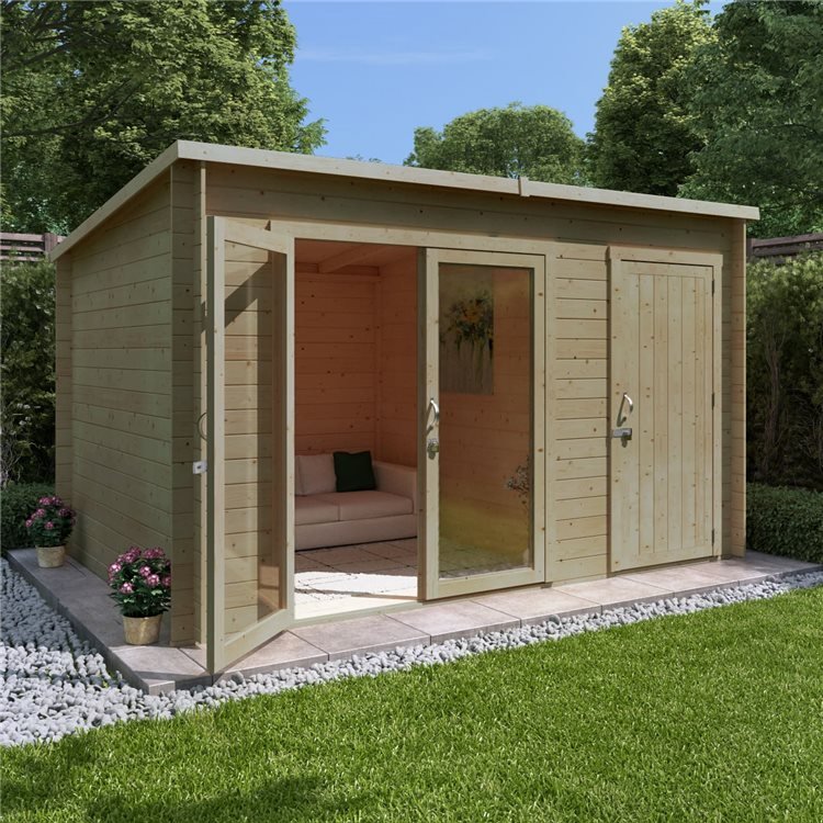 12 x 8 Pressure Treated Log Cabin - BillyOh Tianna Log Cabin Summerhouse with Side Store - 28mm