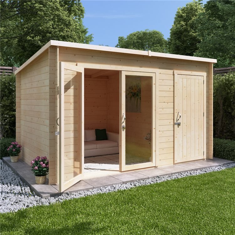 14x8 Pressure Treated BillyOh Tianna Log Cabin Summerhouse with Side Store - 28mm