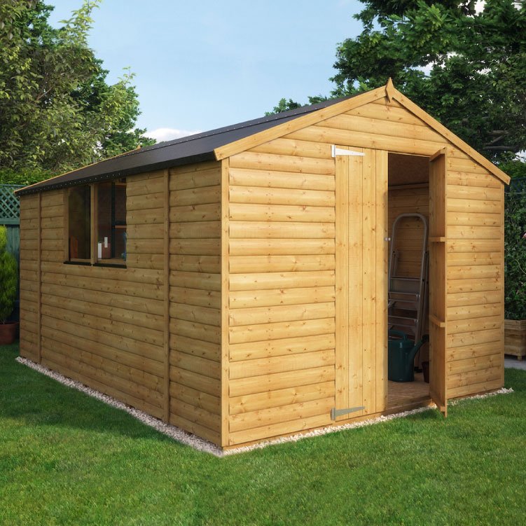 Loglap Wooden Shed With Double Doors - Garden Sheds 