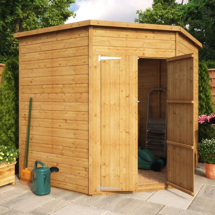 Corner Tongue and Groove Shiplap Pent Shed - Garden Sheds 