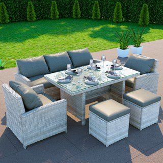 BillyOh Minerva 7 Seater Outdoor Rattan Garden Dining Sofa Set 