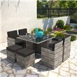 Modica 8 Seater Cube Dining Set in a sunny white plaster garden.