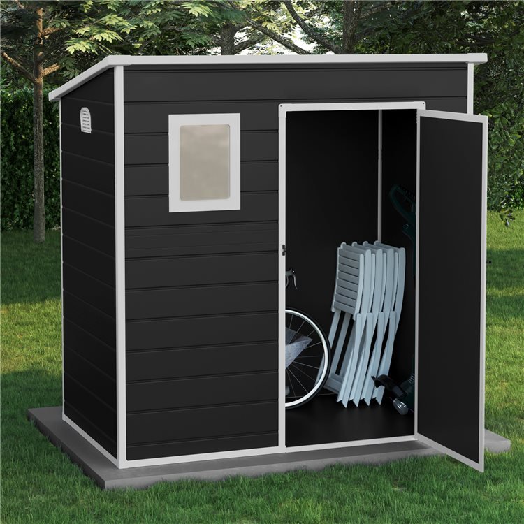Click to view product details and reviews for 6x4 Oxford Pent Plastic Shed Dark Grey With Floor Billyoh.