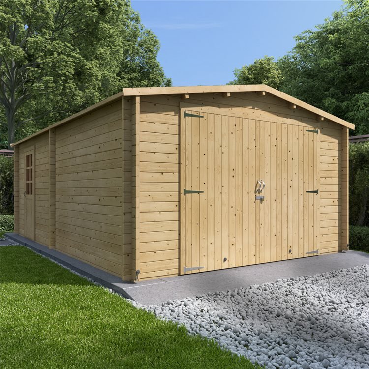 BillyOh Aston Wooden Garage - 3.9m x 5.7m Wood Garage - 44mm Walls