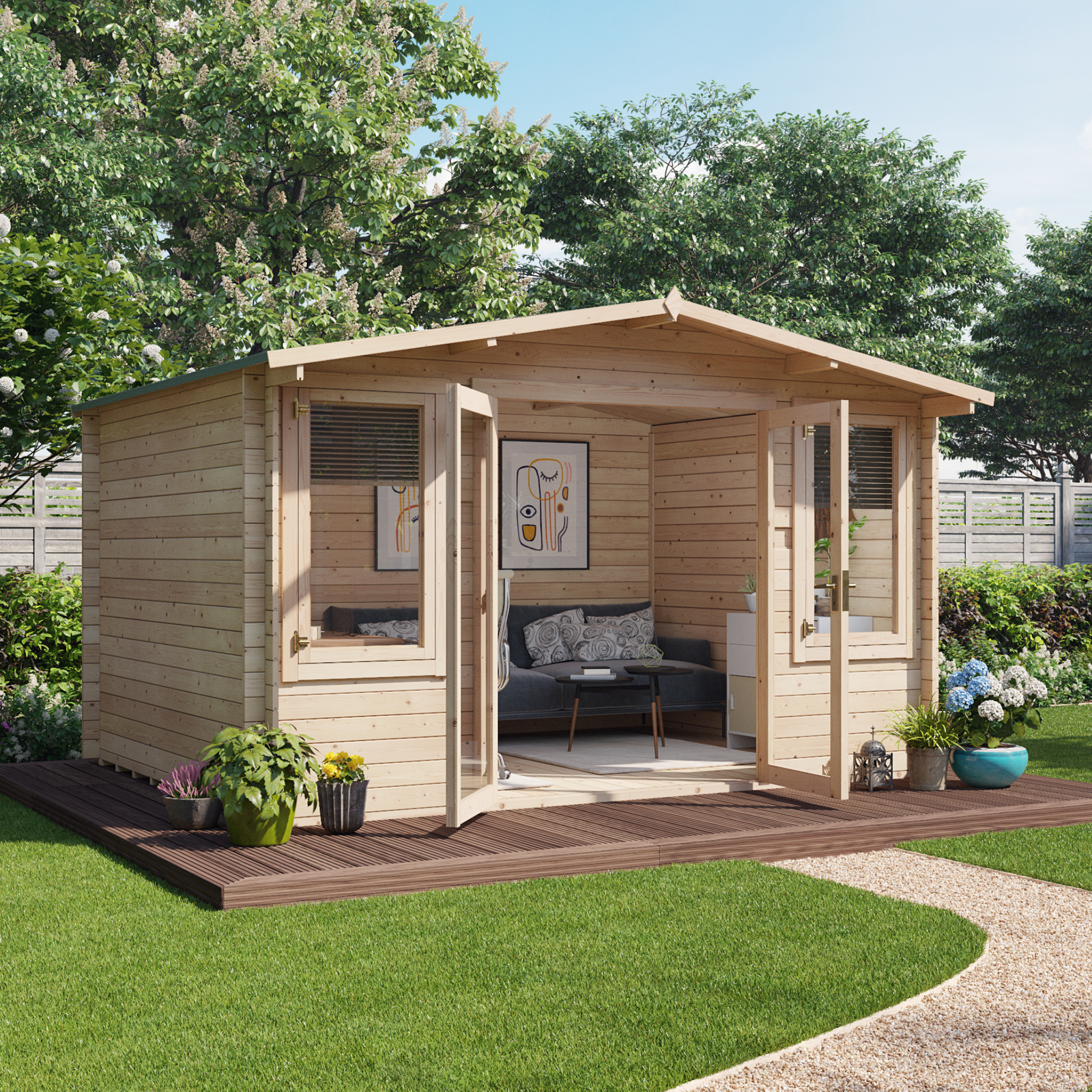4.0m x 3.0m BillyOh Winchester 28mm Log Cabin - Apex Alpine Wooden Summerhouse or Garden Office