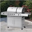BillyOh Dallas Silver 5 Burner Gas BBQ Grill with Side Burner & Side Table Includes Cover & Regulator