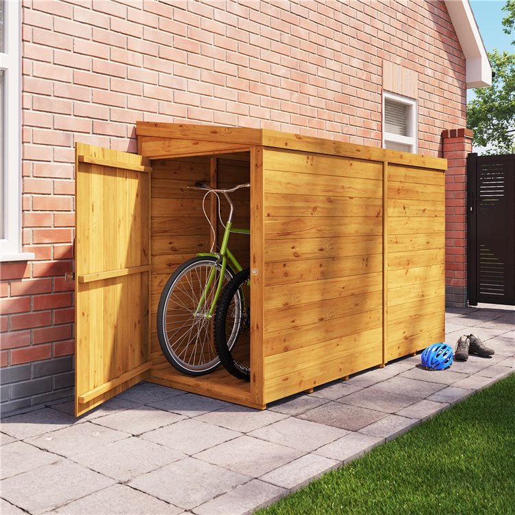 Billyoh Mini Expert Pent Tongue And Groove Bike Shed 7x3 Single Door