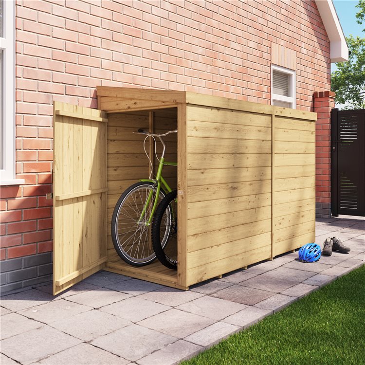 Billyoh Mini Expert Pent Tongue And Groove Bike Shed Pt 7x3 Single Door