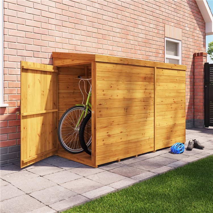 Billyoh Mini Expert Pent Tongue And Groove Bike Shed 7x3 Double Door