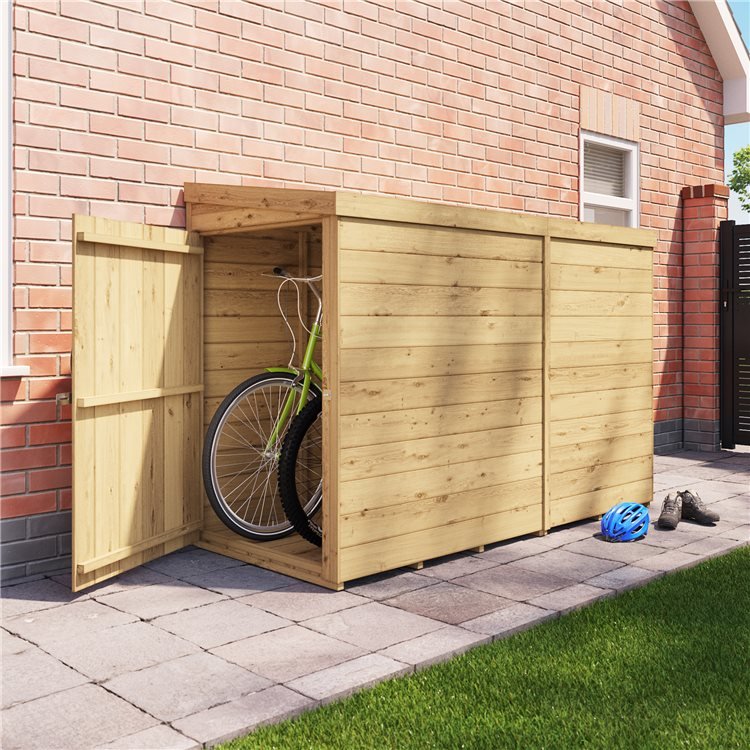 Billyoh Mini Expert Pent Tongue And Groove Bike Shed Pt 7x3 Double Door
