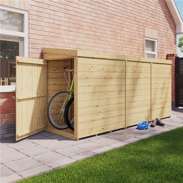 Billyoh Mini Expert Pent Tongue And Groove Bike Shed Pt 10x3 Double Door