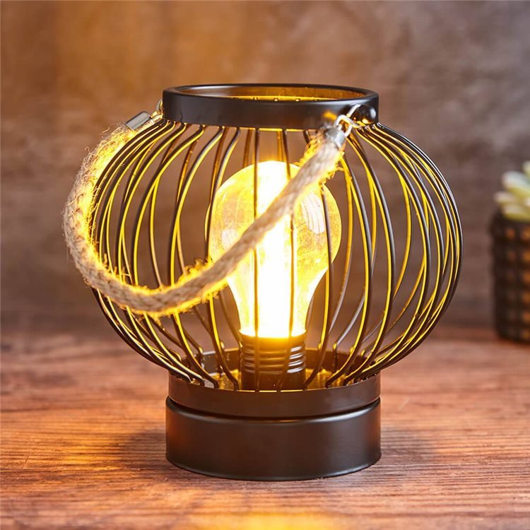 Billyoh Cage Lantern With Edison Bulb Black Metal