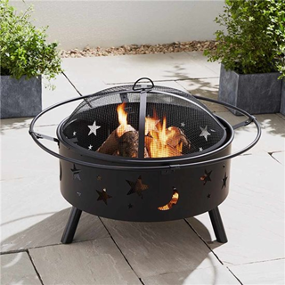 Astral 2-in-1 Fire Pit with BBQ with Spark Guard & Poker