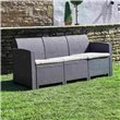 Marbella 3-Seater Rattan Effect Garden Sofa in Graphite with Cream Cushions