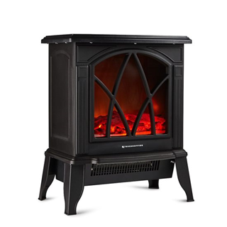 Freestanding Electric Fireplace with Wood Burner Flame Effect