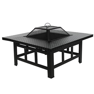 4 in 1 Square Fire Pit, BBQ Grill, Ice Cooler, & Tabletop