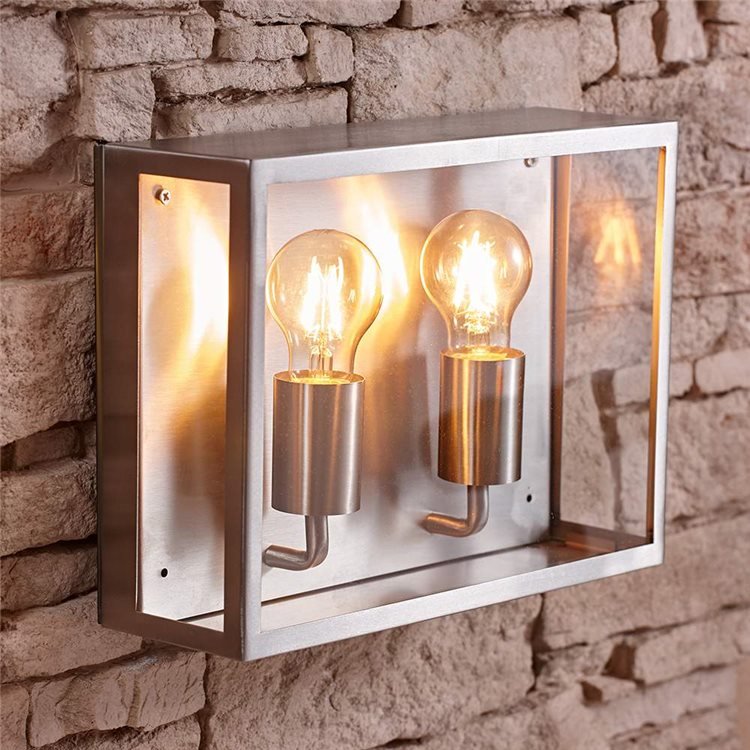 Biard Valbo Stainless Steel Twin Wall Light Biard Valbo Stainless Steel Outdoor Twin Light