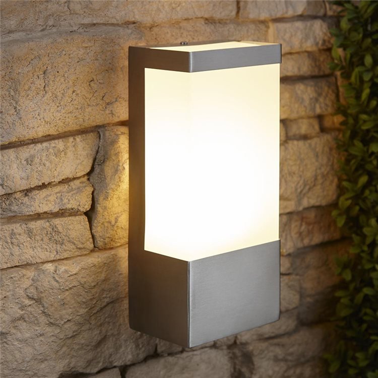 Biard Robey Stainless Steel Rectangular Wall Light With Opal Diffuser Biard Robey Stainless Steel Rectangular Wall Light With Opal Diffuser