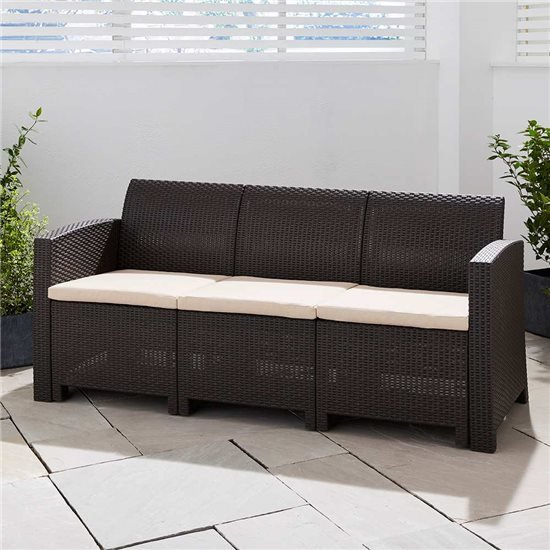 Chaise Lounge with Cushion for Patio Poolside Black Canditree Outdoor Rattan Sofa Bed Loveseat with Adjustable Armrest 