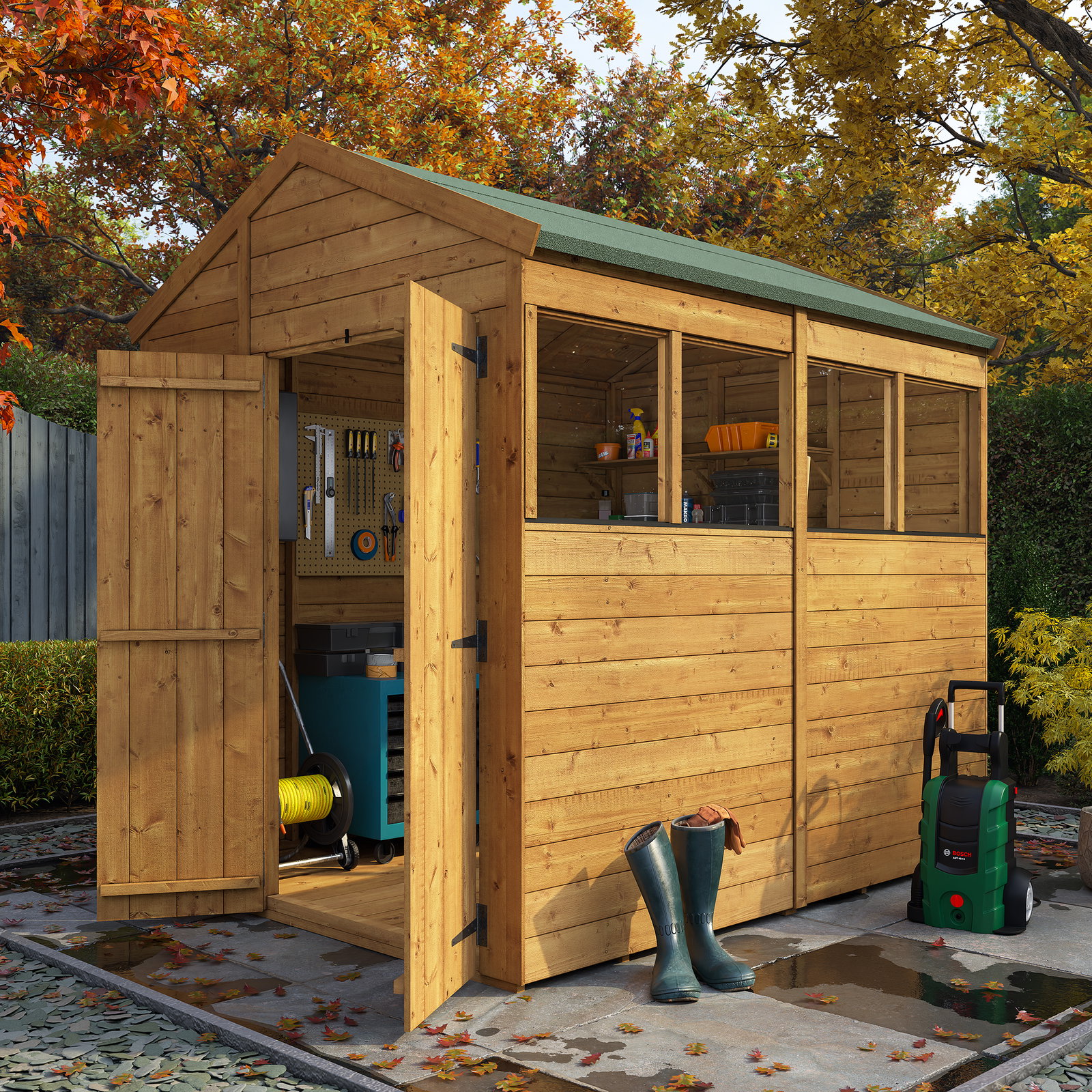 8x6 BillyOh Pro Apex HD Wooden Workshop Shed with Windows Heavy Duty Shed